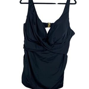 City Chic Swim Top Black Tankini with Gold detailing Sz 18/20 NWT